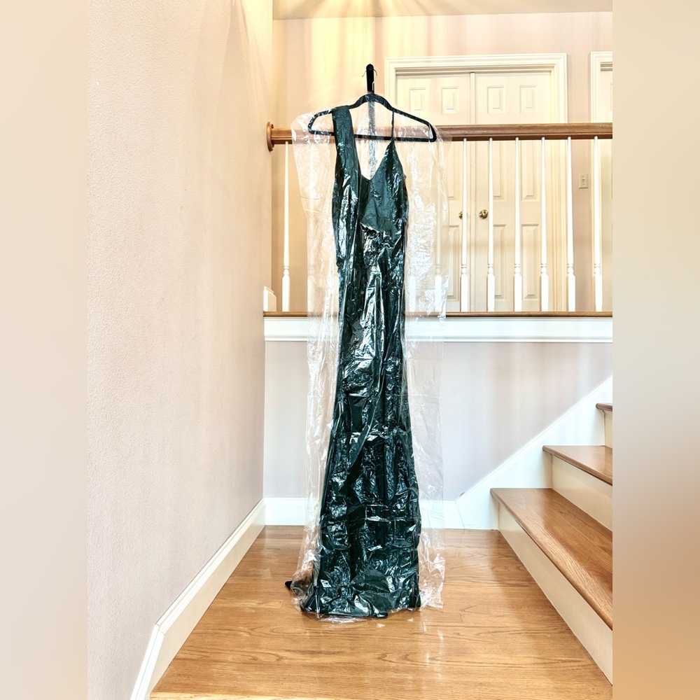 SAMPLE | Haute Hippie | Rosin Grecian One Shoulder Gown | Silk Green | Small - Picture 9 of 9